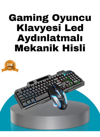 Mekanik Oyuncu Seti – LED Işıklandırma ve Ergonomik Mouse