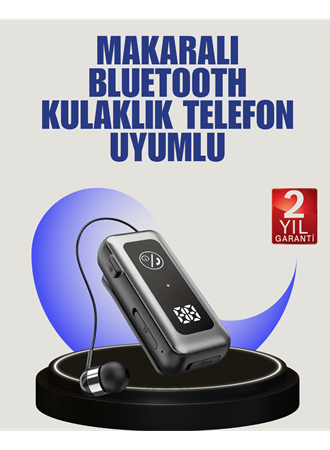 İçi Sarılabilen Kablo ve Yaka Klipsli Bluetooth Kulaklık