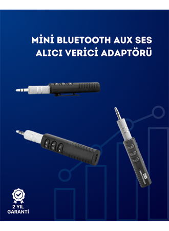 Kablolu Hoparlör ve Kulaklıklar İçin Bluetooth Adaptör | Mini Boy, Klipsli, Taşınabilir