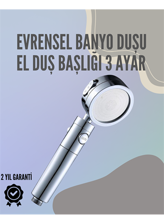 Paslanmaz Çelik Çok Fonksiyonlu El Duş Başlığı – 3 Modlu Püskürtme Seçeneği