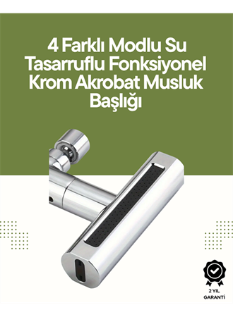 Krom Musluk Başlığı | 4'ü 1 Arada Su Çıkışı | Kolay Montajlı