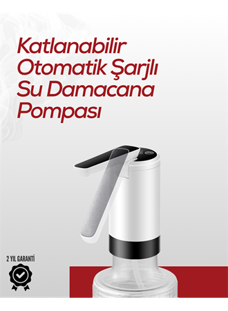 Uzun Şarj Süreli Su Pompası | Tek Tuşla Başlat/Durdur | Cam Damacana Uyumlu | Enerji Tasarruflu 4W Güç