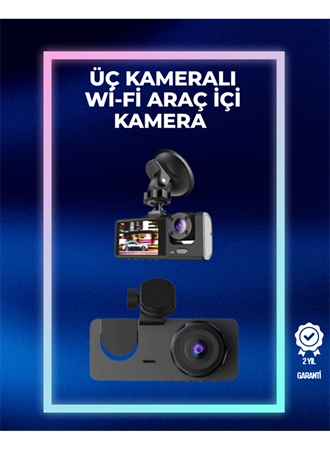 1080p Ön + 720p Arka & İç Kamera – Suya Dayanıklı Araç Güvenlik Kamerası