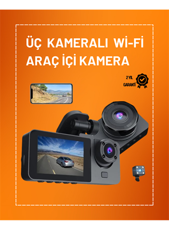 Full HD Çözünürlüklü Üç Kameralı Araç İçi Kamera – Park ve Sürüş Güvenliği