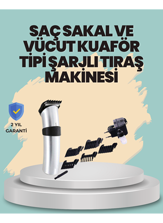 Profesyonel Erkek Tıraş Makinesi – Kablosuz, Paslanmaz Bıçaklı ve Tam Aksesuar
