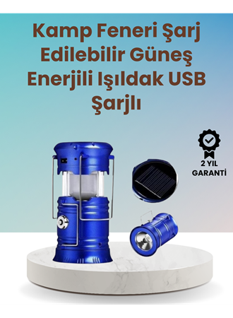 Şarj Edilebilir Güneş Enerjili Kızaklı Kamp Feneri – USB Çıkışlı, Katlanabilir, Dayanıklı ve Çok Fonksiyonlu