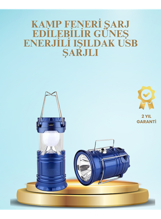 Güneş Enerjili Kızaklı Şarjlı Büyük Boy Kamp Feneri – USB Çıkışlı, Katlanabilir, Çok Fonksiyonlu
