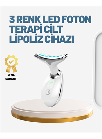 Cilt Yenileyici Şarjlı Güzellik Aleti – Pozitif/Negatif İyon, Titreşimli Masaj ve Kırmızı-Mavi-Yeşil Işıkla