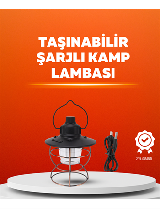 4 Fonksiyonlu Dekoratif Kamp Lambası – Tungsten Ampul, USB Çıkışlı