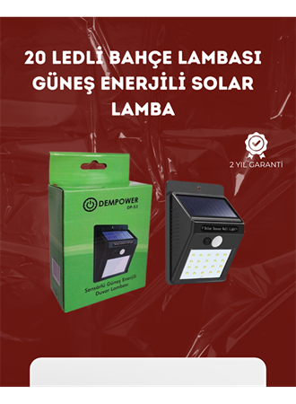 Su Geçirmez 20 LED Solar Aydınlatma | Dış Mekan için PIR Hareket Sensörü ile Akıllı Işık