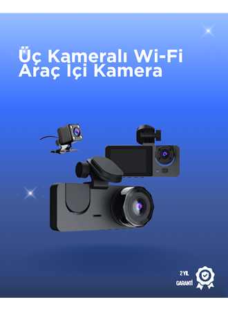 Gelişmiş G-Sensörlü Üçlü Araç Kamerası – 5” LCD Ekran ve Hareket Algılama