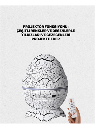 Dinozor Yumurtası Tasarımlı Projektörlü Gece Lambası