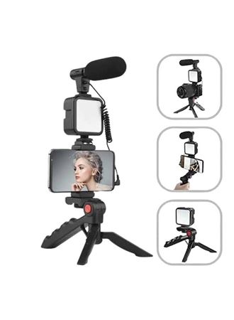 Akıllı Telefon Vlog Kiti Tripod Mini Mikrofonlu Telefon Tutucu