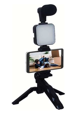 Telefon Tutucu Mikrofonlu Işıklı Youtuber Video Kayıt