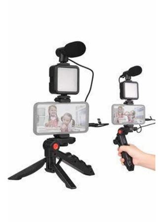 Telefon Tutucu Mini Mikrofonlu Tripod Vlog Çekim Video
