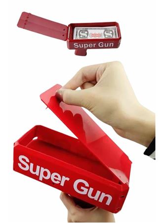 Kırmızı Parti Oyuncağı Para Saçma Fırlatma Tabancası Makinesi Super Money