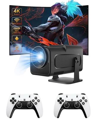 Çift Kollu Game Box Projeksiyon Cihazı Kumandalı Android Tv Dahili Hoparlör