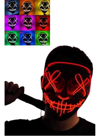 Led Işıklı Neon Maske Cadılar Bayramı Maskesi Korkunç Korku Maskesi