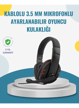 Kırmızı Gaming Kulaklık Stereo Mikrofonlu Dayanıklı Örgü Kablolu