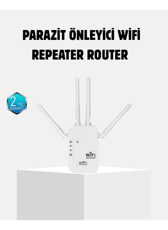 Antenli WiFi Repeater 300m2 Kapsama Alanı WPA3 Güvenlikli