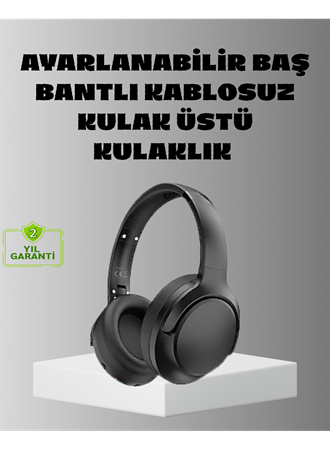 Siyah Kablosuz Bluetooth Kulaklık 300 mAh Hızlı Şarj Katlanabilir Pedli