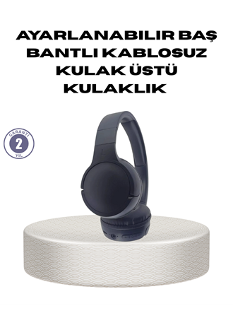 Bluetooth 5.0 Siyah Kablosuz Kulaklık 18 Saat Batarya Katlanabilir Tasarım