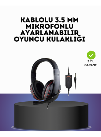 Kırmızı Gaming Headset Mikrofonlu Sağlam Kablolu Konforlu