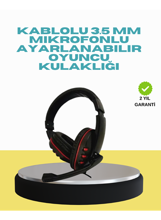 Kırmızı Işıklı Oyuncu Kulaklığı Kablolu Mikrofonlu Profesyonel