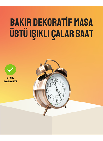 Retro Tarz Bronz Dekoratif Masa Saati Metal Gövde Yüksek Sesli Alarm