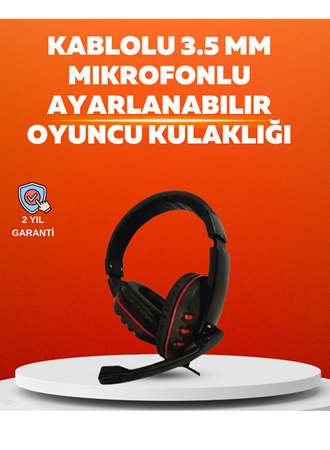 Stereo Kırmızı Gaming Kulaklığı Yumuşak Pedli Mikrofonlu