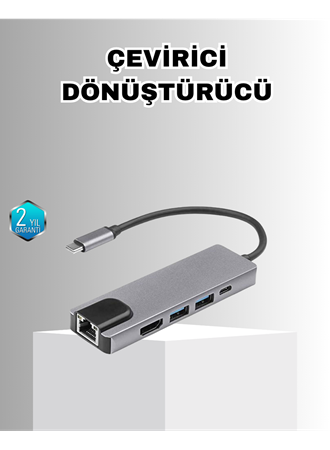 Alüminyum Kasalı MacBook USB-C Hub – 4K HDMI, USB 3.0, SD/TF Kart Girişi, PD Şarj Desteği