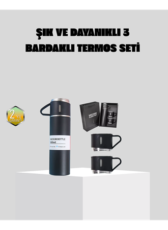 Paslanmaz Çelik 500 ml Termos Seti – 8 Saat Isı Koruma, Vakumlu, Sızdırmaz ve Taşınabilir