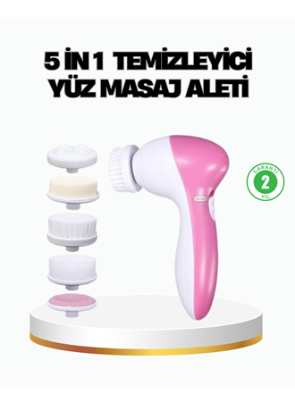 5’i 1 Arada Yüz Temizleme Cihazı – Masaj, Fırça, Peeling ve Krem Uygulama Aparatlı