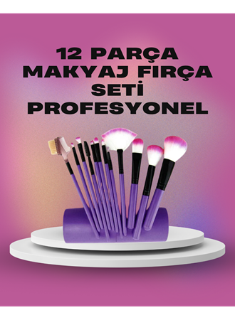 12 Parça Yumuşak Kıllı Makyaj Fırçası Seti Yüz ve Göz Makyajına Uygun Profesyonel Kullanım