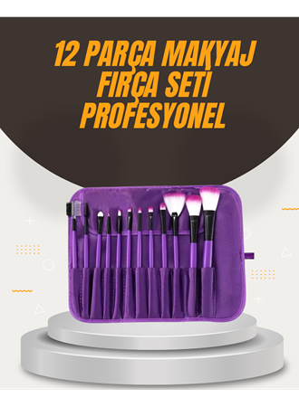 Fondöten, Allık ve Far Uygulamalarına Uygun 12 Parça Makyaj Fırça Takımı Ergonomik Saplı