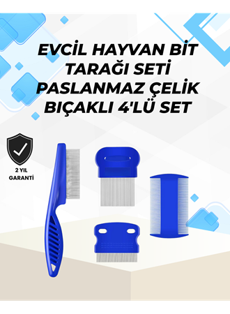 Uzun ve Kısa Tüylü Hayvanlara Özel Bit Tarağı ve Tüy Temizleme Seti
