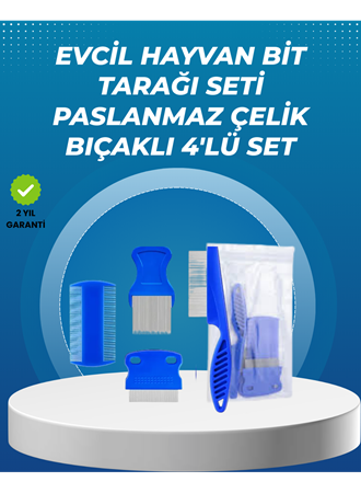 Kedi, Köpek ve Küçük Hayvanlar İçin 4 Parça Ergonomik Tarak Takımı