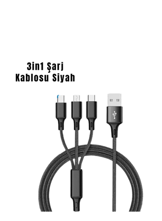3’ü 1 Arada Hızlı Şarj Kablosu