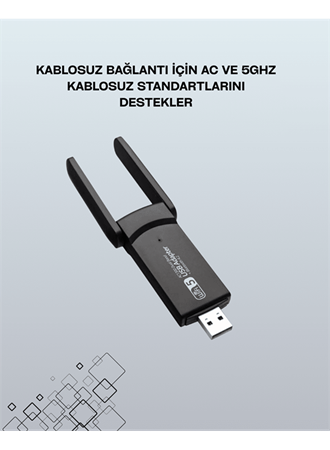 Tak-Çalıştır Özellikli Çift Bant WiFi Adaptör – 1200 Mbps
