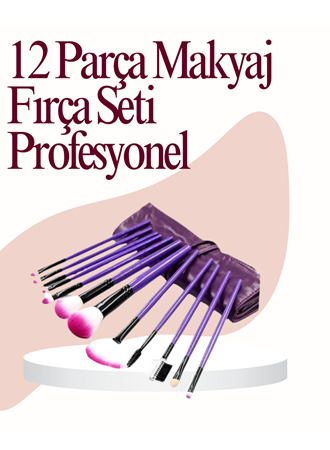 Yumuşak Fiber Kıllardan Oluşan 12'li Makyaj Fırçası Seti Göz Farı Allık ve Kontür İçin