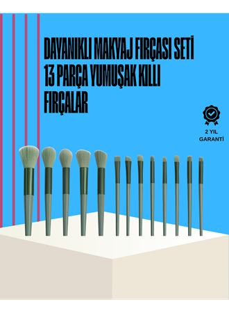 Taşınabilir Ergonomik Yapılı 13 Adet Fiber Kıllı Yüz ve Göz Makyaj Fırçası Seti