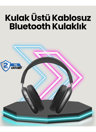 Bluetooth V5.0 Kablosuz Kulak Üstü Kulaklık | Katlanabilir, Mikro USB Girişli