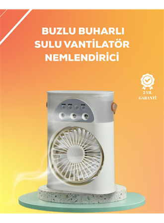 Mini Klima Fan | USB'li, 7 Renk Gece Işığı, 3'ü 1 Arada Fonksiyon