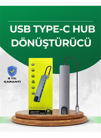 Type‑C Dönüştürücü – 2×USB3.0, SD/MS, 4K HDMI & RJ45 ile Profesyonel Kullanım