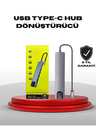 4K HDMI Çıkışlı, Gigabit Ethernet'li USB‑C Çoklu Port Hub
