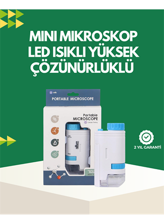 LED Aydınlatmalı 80–200 Kat Büyütmeli Cep Mikroskop