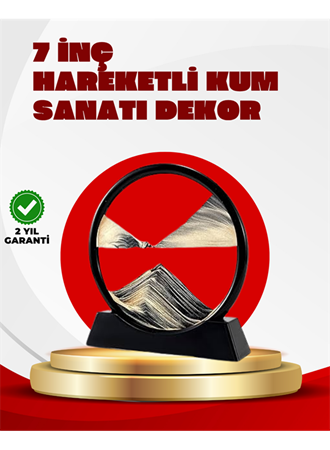 Rahatlatıcı Kum Sanatı – Yuvarlak Cam Çerçeveli Hareketli Kum Resmi, Ofis ve Ev İçin Etkileşimli Masaüstü Süs