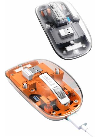 Mouse Fare Kablosuz Mouse Fare Şarjlı Bluetooth Sessiz 5 Tuşlu Şeffaf