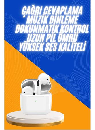 Yeni Nesil Bluetooth Kulaklık Beyaz Çağrı Cevaplayabilen Kablosuz