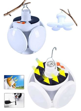 Katlanabilir Askılı Kamp Lambası 5 Kanatlı Pratik Güneş Enerjili